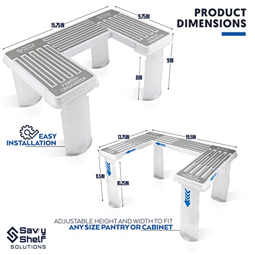 Savvy Shelf Adjustable Pantry & Can Storage Organizer - Kitchen Cabinet - Pantry Organization & Storage Can Organizer for Cupboard