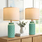 USumkky 20.5" Ceramic Table Lamps Set of 2 - Modern Farmhouse & Boho Style, Bedside Nightstand Lamps for Bedroom, Living Room End Table Lamps, Small Desk Lamp(Tiffany Blue) - color: 20.5" Tiffany Blue-2 Pack