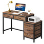 Tribesigns Computer Desk with 5 Drawers, Home Office Desks with Reversible Drawer Cabinet Printer Stand, Industrial PC Desk with Storage, Rustic Study Writing Table Workstation for Small Spaces - color: Rustic Brown