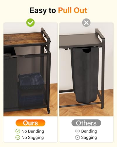 2 Section Rolling Laundry Sorter, Fabric Drawers & Pull-Out Car | Durable, Strudy, Shelf Laundry Hamper, Brake Two Wheels, Bottom Added Panel, Easy to Move, Laundry Room, Bathroom, Bedroom - size: 2 Section without Drawers (103L)