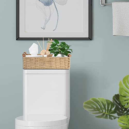 STOBSK Round Paper Rope Storage Basket with Handle, Beige, 14.5in x 6.6in x 3.74in - color: Beige
