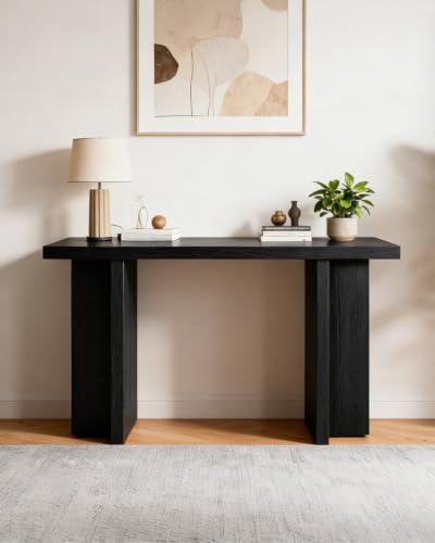VINGLI 42" Entryway Table Wood, Console Table T-Legs for Living Room, Black - color: Black, size: 42"