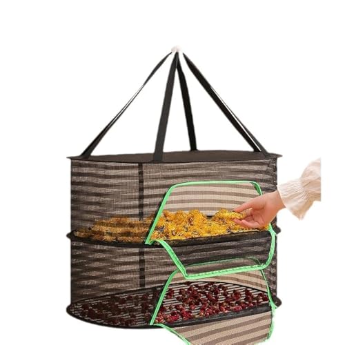 Foldable Drying Net for Vegetables, Fish, and Dehydrated Goods, Multi-Tiered Food Drying Net, Versatile Drying Rack, Windproof Design, Zipper Closure for Insect Protection Dual Layer Black - color: Black, size: Dual Layer