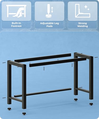 43" Home Office Desk Modern Computer Desk 43.3x23.6x29.5 inches PC Table with Thicken Frame Industrial Style Sturdy Metal Frame Furniture for Writing Gaming Rustic Brown+Black - color: Rustic Brown+black, size: 43