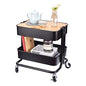 2-Tier Metal Utility Rolling Cart Storage Side End Table with Cover Board for Office Home Kitchen Organization, Black - color: A- Black