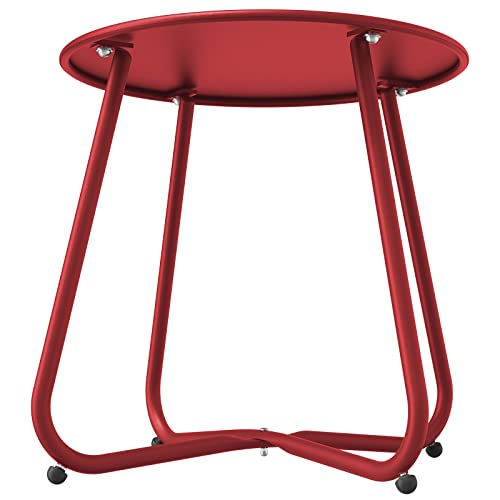 Grand patio Outdoor Side Table 18-inch Round End Table Accent Table for Bistro Balcony Apartment Red - color: Round Feet, Red