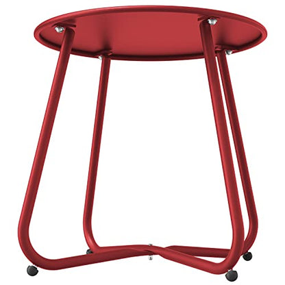 Grand patio Outdoor Side Table 18-inch Round End Table Accent Table for Bistro Balcony Apartment Red - color: Round Feet, Red