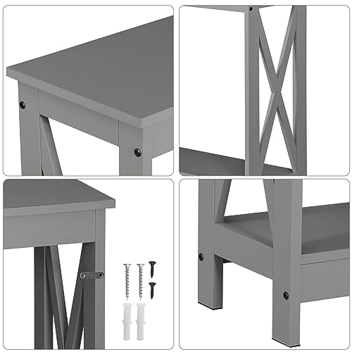 Nouva 2-Tier Narrow Console Sofa Side Table for Hallway Foyer Table Sofa Long Accent Table for Living Room,Grey - color: Grey