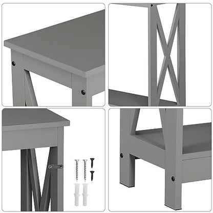 Nouva 2-Tier Narrow Console Sofa Side Table for Hallway Foyer Table Sofa Long Accent Table for Living Room,Grey - color: Grey