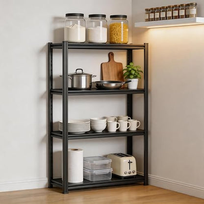 4 Tier Kitchen Storage Shelf, Kitchen Organizers Space Saving All Steel Freestanding Rack, Heavy Duty Metal Shelving Unit, Adjustable Open Shelf for Pantry Organizers and Storage 19.7"W×13.8"D×44.1"H - size: 4 Tier 19.7" W×13.8" D×44.1" H