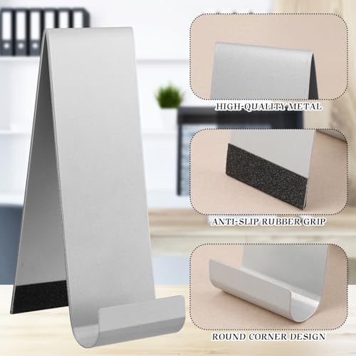 Yaocom 4 Pcs Metal Fancy Brochure Holder Display Flyer Brochure Holder Stand Table Vertical Countertop Literature Organizer for Booklets Pamphlet Magazine Menu Journals(Silver) - color: Silver