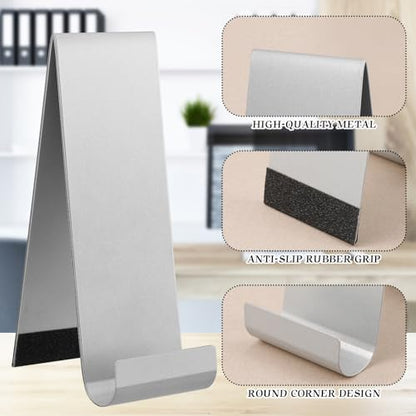 Yaocom 4 Pcs Metal Fancy Brochure Holder Display Flyer Brochure Holder Stand Table Vertical Countertop Literature Organizer for Booklets Pamphlet Magazine Menu Journals(Silver) - color: Silver