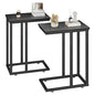 VECELO Universal C-Shaped Side Table, Multi-Functional Snack & TV Tray for Living Room, Bedroom, Black (2 Set) - color: Black, size: 2 Set