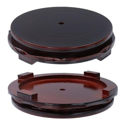 Wooden Display Stand Base 6.3" x 6.3" Wood Carved Craft Pedestal | Traditional Wooden Base, Oriental Antique Display Riser, Round Pedestal Stands, for Vase, Teapot, Stone, Flower Pot - size: Round, 6.3" x 6.3"