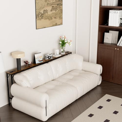 Aduanbang 5.9" Console Table with Outlet – Narrow Sofa Table, Behind Couch Table for Living Room & Hallway, 5.9" x 39.4" x 30", Metal Frame, Rustic Brown - color: Rustic Brown, size: 5.9"D x 39.4"W x 30"H