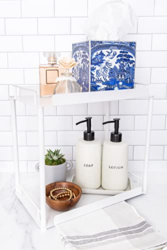 Buzzelli Company 2-Tier Standing Rack Countertop Storage Shelf, Organizer Holder - color: White