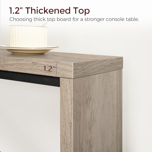 MAHANCRIS Console Table, 62.2" Long Sofa Table Behind Couch, Narrow Entryway Table, Farmhouse Dining Table with Angled Metal Frame, Industrial Console Table for Entryway, Greige CTHG15801 - color: Greige, size: 62.2"L x 9.1"W x 31.5"H