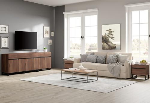WAMPAT Modern End Table with 2 Drawers, Farmhouse Sofa Table with Black Square Iron Leg, Wood Rustic Side Table for Living Room, Nightstand for Bedroom, Brown, 17.7''L x 15.5''W x 19.8''H - color: Brown