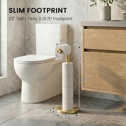 Cesun Extra Weighted Base Toilet Paper Holder Stand - SUS304 Rust Proof Free Standing Tissue Roll Holder for 4 Rolls, No Tipping, No Slipping, Gold - color: Gold