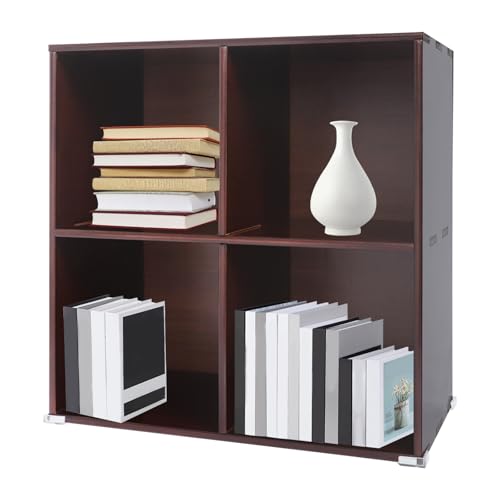 4 Cube Solid Wood Bookcase, 2-Tier Floor Standing Storage Shelf | with Open Cubes, Vertical or Horizontal Bookcase for Bedroom Living Room Office - 23.62"L x 11.81"W x 23.62"H (4-Cube) - size: 4-Cube