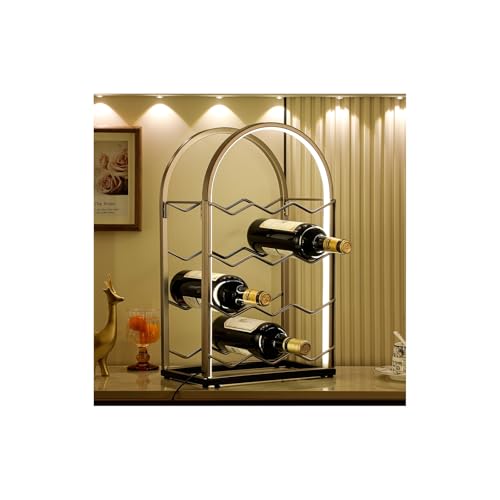 LED Countertop Wine Rack - 12 Bottle Freestanding Modern Metal Wine Rack - Tabletop Wine Holder Stand for Cabinet, Pantry, Wine Bottle Storage