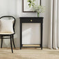 East at Main Lenora Black Narrow Console Table for Entryway with Drawer | 23.75-inch slim hallway table with cane shelf, solid wood frame, French country accent furniture for small spaces - color: Black