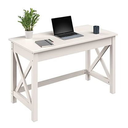 Lavish Home Writing Desk - Work Desk with X-Pattern Legs - for Office, Bedroom, Computer, or Craft Table - Home Office Desks (White) - color: White