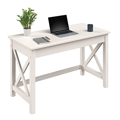 Lavish Home Writing Desk - Work Desk with X-Pattern Legs - for Office, Bedroom, Computer, or Craft Table - Home Office Desks (White) - color: White