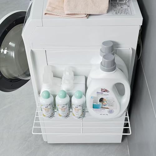 LEQ Clothes Drying Rack Magnetic Folding Shelf for Clothes and Towels, Magnet Rack Mount on Washing Machine Fridge, Durable Folding Rack for Laundry Room Bathroom Kitchen - color: White