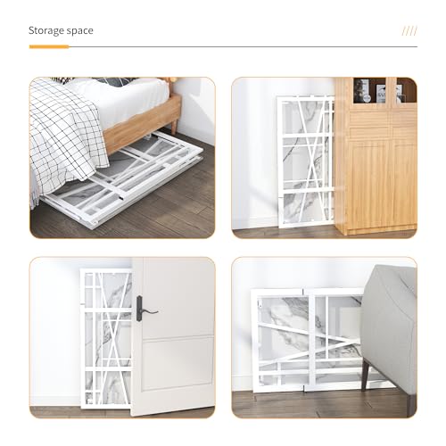 Lutown-Teen 32 inch Folding Small Desk, Writing Gaming Computer Camping Desk for Small Spaces, No Assembly Required Home Office Desk, White Marble - color: White Marble, size: 32 Inch