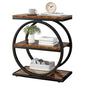 IBUYKE Narrow End Table with 3 Storage Shelves, Industrial Sofa Side Table, Double Round Metal Frames, Slim Nightstand and Bedside Table for Bedroom, Living Room, Rustic Brown UTMJ418H - color: Rustic Brown