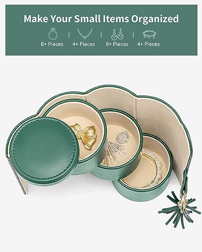 VLANDO Wedding Gifts for Women, Travel Jewelry Box, Bridal Shower Bridesmaid Gifts for Wedding Day Bride Gifts, Bridesmaid Proposal Gifts, Travel Jewelry Organizer - Green - color: Green