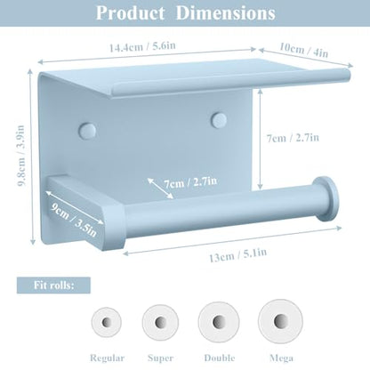 Toilet Paper Holder with Shelf Wall Mounted Toilet Paper Roll Dispenser | Heavy Duty Stainless Steel Sky Blue - color: I-sky Blue