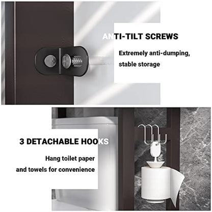 Homykic Over The Toilet Storage, Bamboo 3-Tier Over-The-Toilet Space Saver Organizer Rack, Stable Freestanding Above Toilet Stand with 3 Hooks for Bathroom, Restroom, Laundry, Espresso - color: Espresso