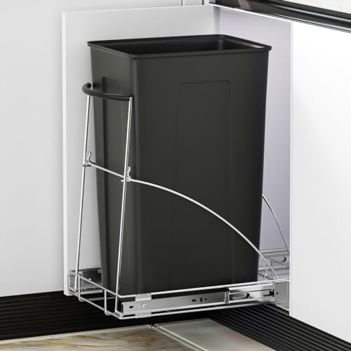 Insputer Pull Out Trash Can Under Cabinet, Requires 13" W X 18" D Cabinet, Under Sink Trash Can Kit, Slide Out Garbage for Kitchen(Not Included Can) - color: Silver