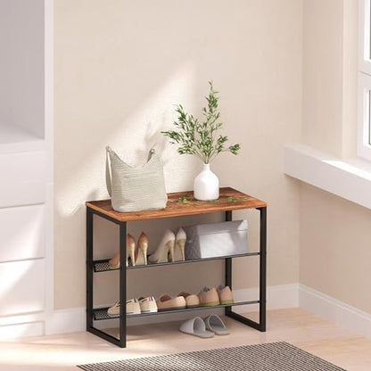CHEMPFR Shoe Rack Organizer - Sturdy Steel Shoe Organizer for Closet Entryway with Spacious Top and Strong Mesh Shelves Industrial Style Standing Storage Shelves (3-Tier 11.8"x20.4"x25.2") - size: 3-Tier