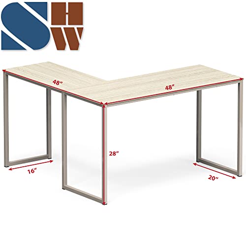SHW Mission 48 x 48 Inches L-Shape Home Office Computer Desk, Maple - color: Maple, size: 48-Inch L-Shaped