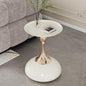 Luxury Round End Table White Gold Modern Small Side Table 15" Living Room Table Iron Sofa Coffee Table Cute Shape, White Gold - color: White