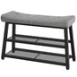 YATINEY Shoe Bench, 3-Tier Shoe Rack, Entryway Bench with Storage and Cushion, for Hallway, Foyer, Bedroom, Gray and Black HX02BG - color: Gray + Black