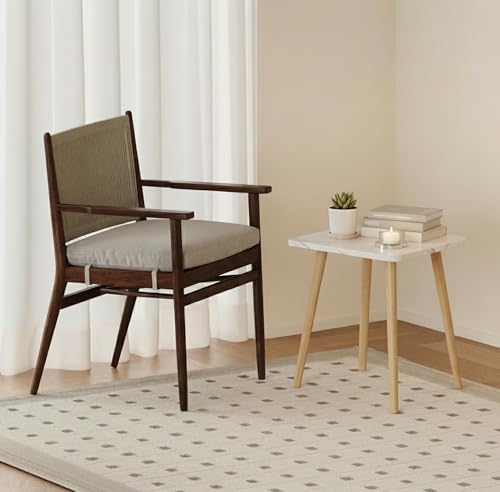 FORAOFUR Small End Table, Side Table Accent Table Living Room Bedroom Balcony Office, Modern Bedside Table Home Decor, Mini Table for Small Spaces, Short Coffee Table, Easy Assembly, Marble White | Marble Solid wood legs for stability, fits sofa/bedside/s