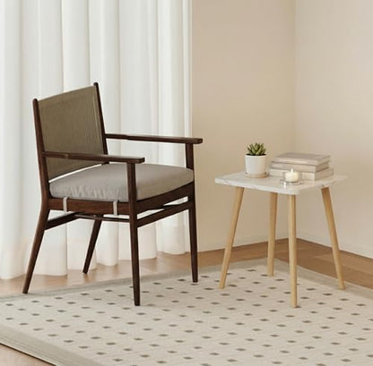 FORAOFUR Small End Table, Side Table Accent Table Living Room Bedroom Balcony Office, Modern Bedside Table Home Decor, Mini Table for Small Spaces, Short Coffee Table, Easy Assembly, Marble White | Marble Solid wood legs for stability, fits sofa/bedside/s