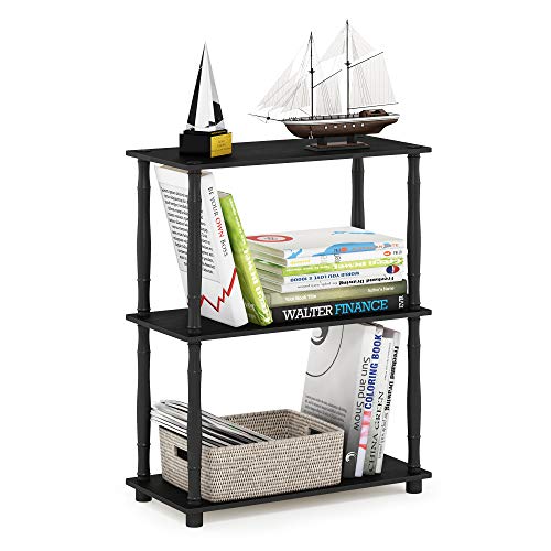 Furinno TURN-N-TUBE Storage Shelves, 3-Tier Book Shelf, Corner Shelf, Toolless Open Shelves, for Organization and Storage, Living Room, Garage, Home Office, Americano - color: Americano/Black, size: 3-Tier Classic Tube