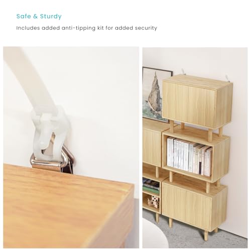 Home Zone Living 3-Pack Stackable Storage Cube End Table, Open Cabinet Design, Bookshelf Option for Living Room or Office - color: Open | 3-pack