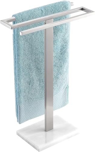 KES Hand Towel Holder for Bathroom, Countertop Towel Stand with Weighted Marble Base, S-Shape Hand Towel Rack Stand Freestanding Counter Top 18/8 Stainless Steel Brushed Finish, BTH223-2 - color: Brushed Grey