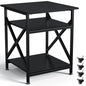 3 Tier Printer Stand, Large Table with Wheels, Rolling Cart with Height Adjustable Middle Storage Shelf, 23.6 x 23.6 x 30.3 Inches Shelf for Home Office, Black - color: Black