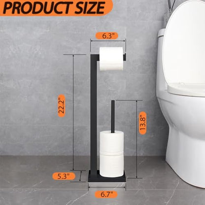 GERZWY SUS 304 Stainless Steel Toilet Paper Holder, Free Standing Lavatory Pedestal Toilet Paper Stand with Reserve, Matte Black DZY004-BK - color: Black