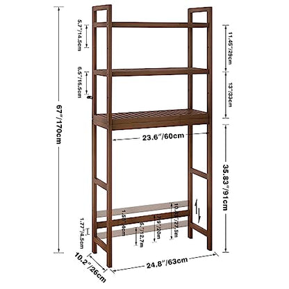 SMIBUY Bathroom Storage Shelf, Bamboo Over-The-Toilet Organizer Rack, Freestanding Toilet Space Saver with 3-Tier Adjustable Shelves (Walnut) - color: Walnut