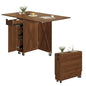 3imothrix Folding Dining Table, Dinner Table with Drawer and Storage and Shelves, Space Saving Dining Table with 6 Wheels, Kitchen Table for Small Spaces (Walnut) - color: Walnut