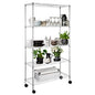 5-Tier Shelf, Adjustable Wire Metal Rack Shelving, Heavy Duty Standing Storage Shelves, Garage, Kitchen, Office, Bathroom, Shelfs Easy Assembly, 35" W x 14" D x 65" H Wheels, Chrome - color: Chrome, size: 5-tier 35.43"W x 13.78"D x 65"H Wheels