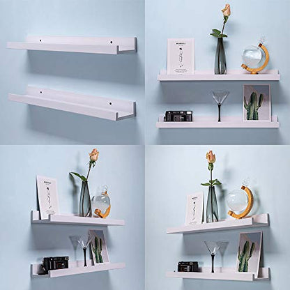AZSKY 24 Inch Picture Ledge Shelf Floating Shelves Wall Mounted Set of 2 White - color: White, size: 24in set 2